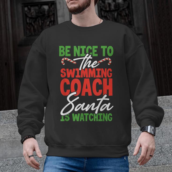 Swimming Coach Christmas Xmas Swimming Santa Men Graphic Sweatshirt