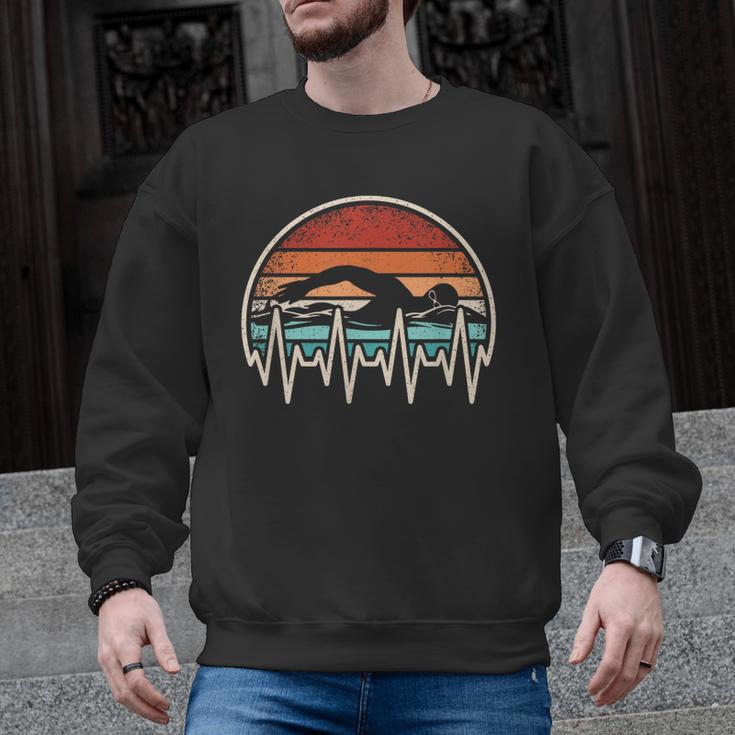 Swimming Heartbeat Retro Swim Swimmer Men Women Men Graphic Sweatshirt, trending gift Swimming Heartbeat Retro Swim Swimmer Men Women Men Graphic Sweatshirt, trending gift
