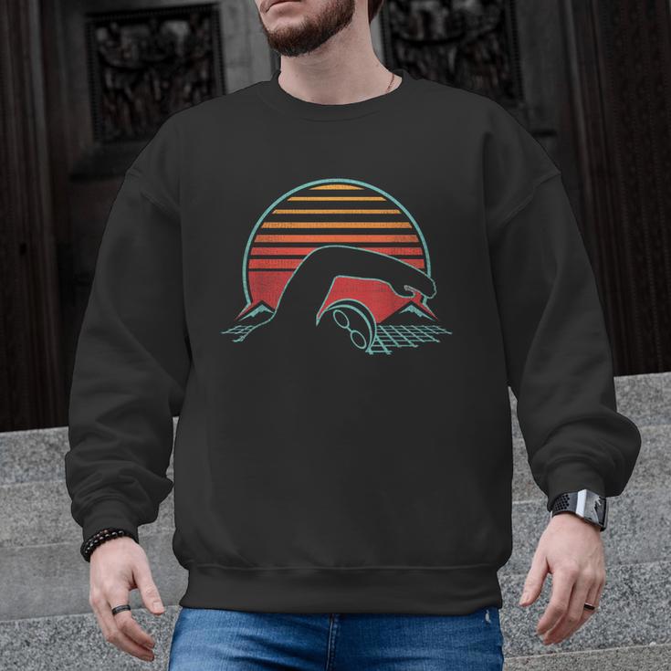 Swimming Retro Vintage 80s Style Swimmer Men Graphic Sweatshirt