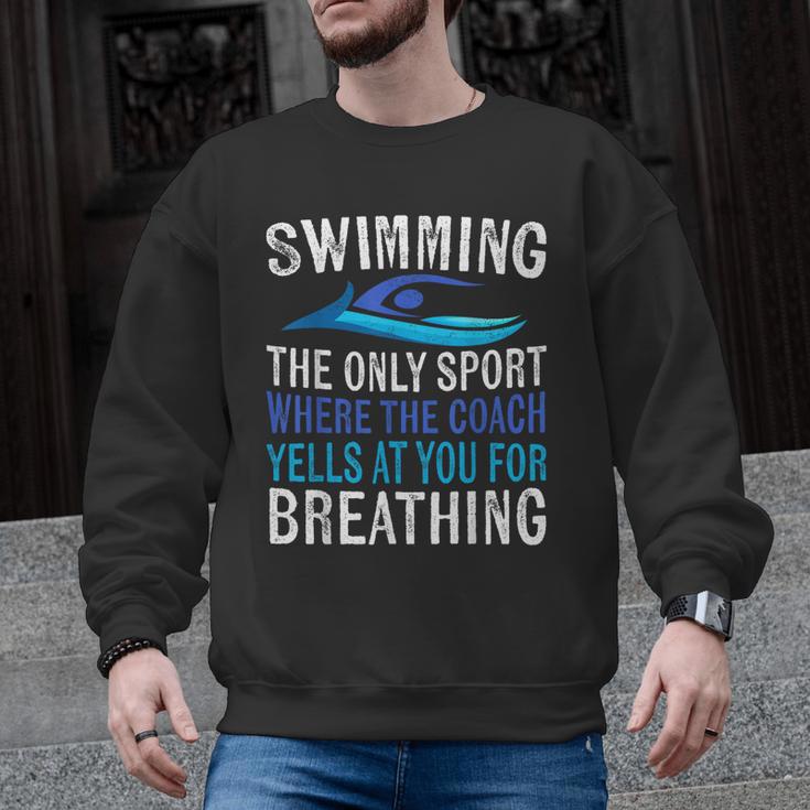 Swimming Only Sport Where The Coach Swimmer Swim Team Men Graphic Sweatshirt