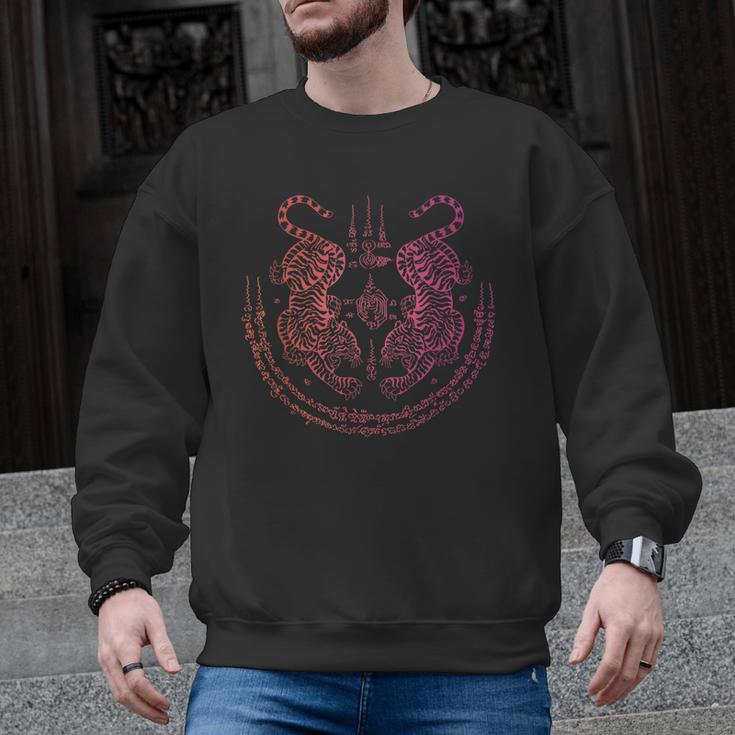 Thai Tattoo Twin Tiger Sak Yant Muay Thai Thailand Graphic Men Graphic Sweatshirt