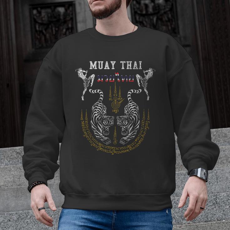 Twin Tiger Sak Yant Muay Thai Fighter Tee Martial Art Men Graphic Sweatshirt