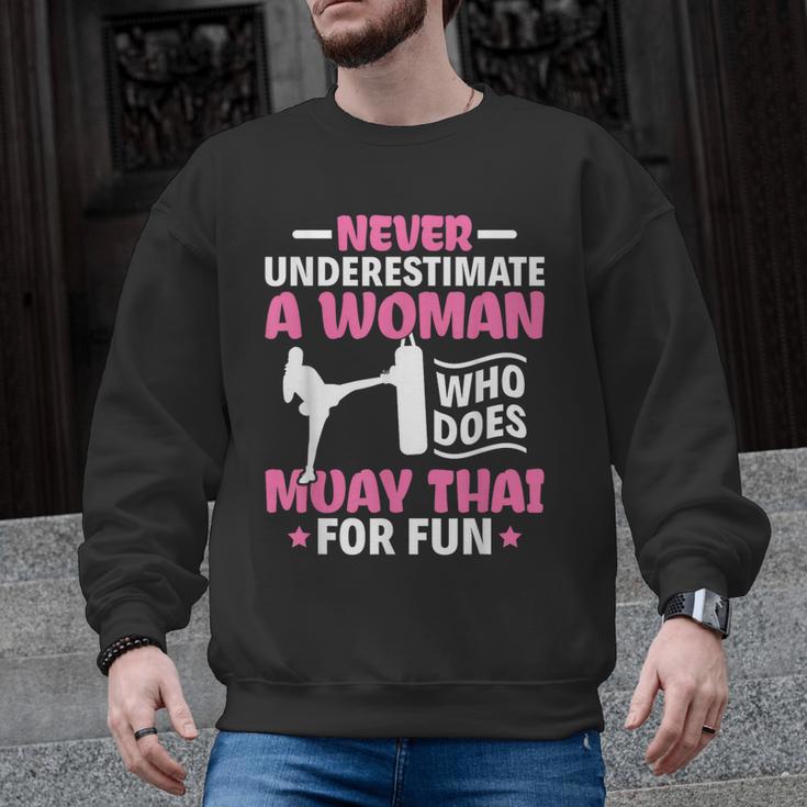 Never Underestimate A Woman Thai Boxing Muay Thai Fighter Men Graphic Sweatshirt, trending gift Never Underestimate A Woman Thai Boxing Muay Thai Fighter Men Graphic Sweatshirt, trending gift