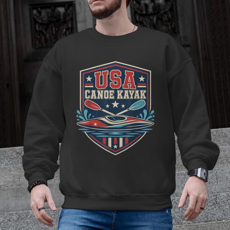 USA Canoe Kayak Paddling American Flag Emblem Men Graphic Sweatshirt