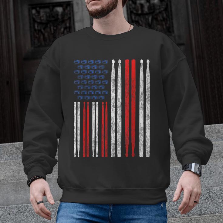 USA Flag Drumsticks Drum Kit Men Graphic Sweatshirt