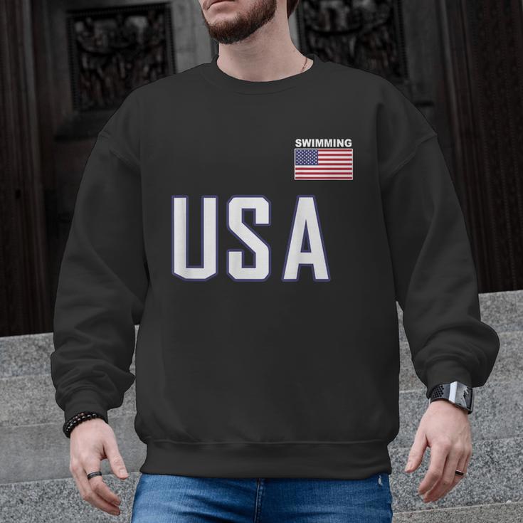USA Flag Swim Swimming Sport Practice Equipment Men Women Men Graphic Sweatshirt