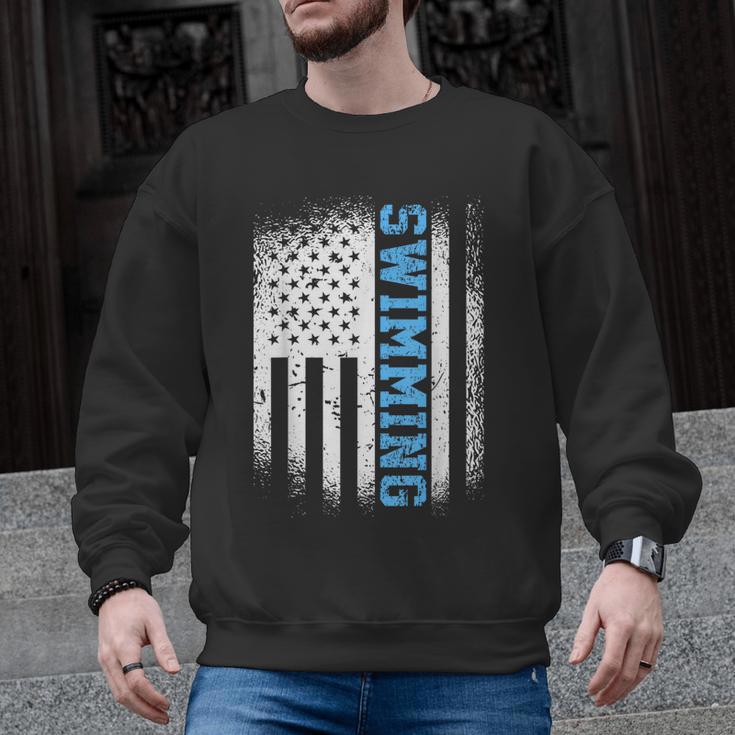 USA Flag Swimming Swim American Swimmer Men Graphic Sweatshirt