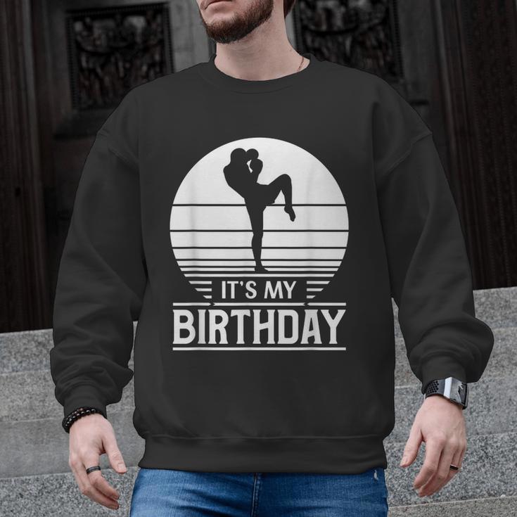 Vintage Birthday Shirt Muay Thai Kickboxer Its My Birthday Men Graphic Sweatshirt, trending gift