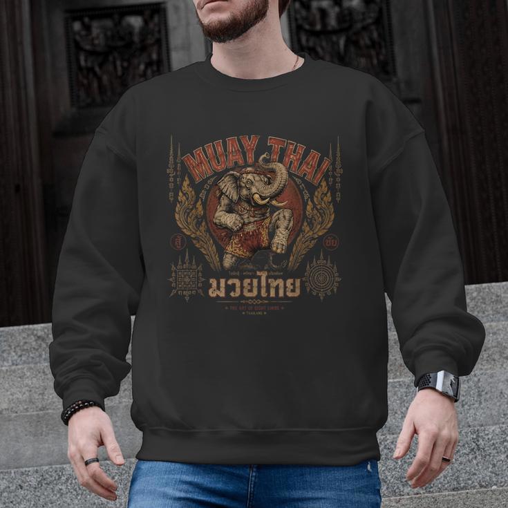 Vintage Muay Thai Chaiya Thai Boxing Fighter Style Elephant Men Graphic Sweatshirt