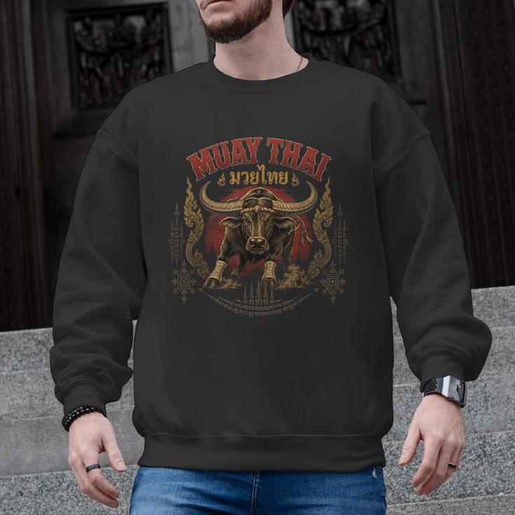 Vintage Muay Thai Dad Thai Boxing Fighter Father Buffalo Men Graphic Sweatshirt, trending gift