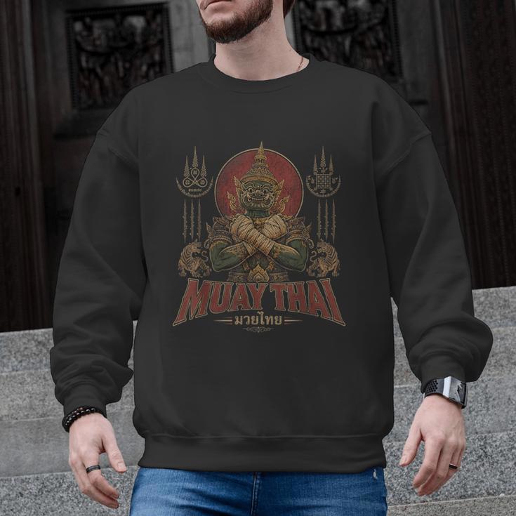 Vintage Muay Thai Respect Thai Boxing Fighter Thai Giant Men Graphic Sweatshirt