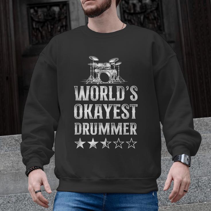 Vintage World'S Okayest Drummer Drum Kit Men Graphic Sweatshirt