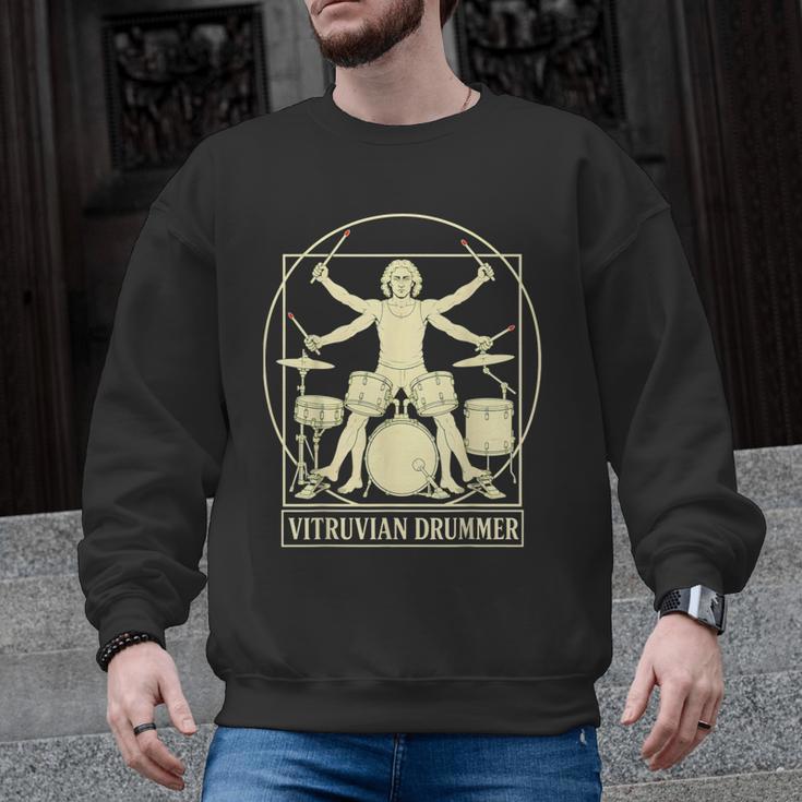 Vitruvian Drummer Drum Kit Music Lover Musician Men Men Graphic Sweatshirt