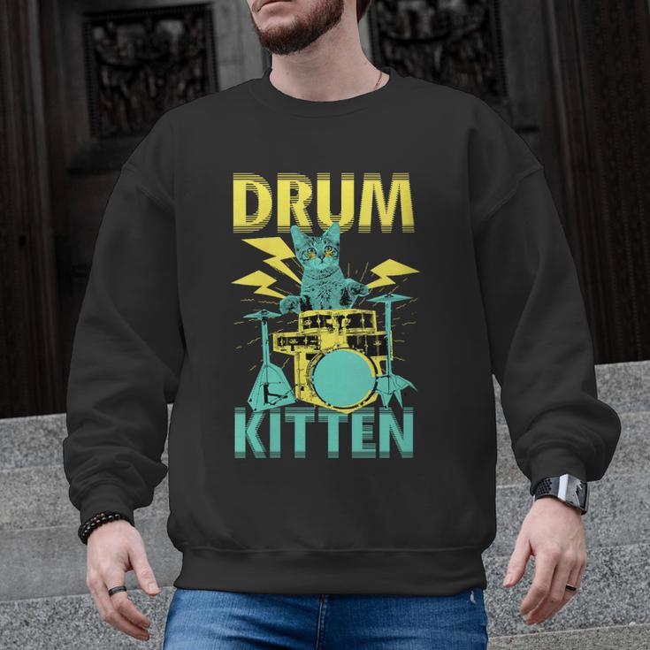 Women's Cute Drummer Cat Drum Kitten Men Graphic Sweatshirt