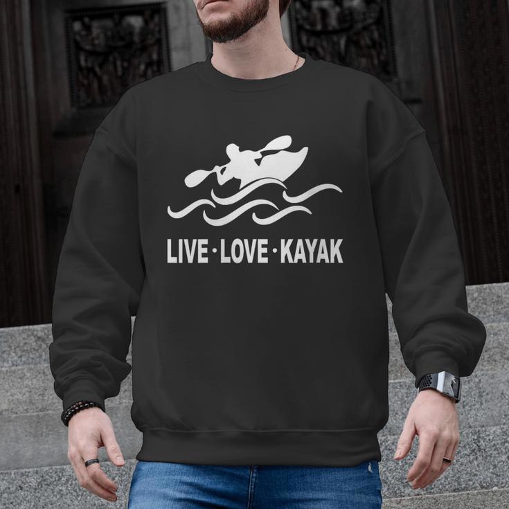 Women's Kayaking Live Love Kayak Kayaker Canoe Boat Paddling Lover Men Graphic Sweatshirt