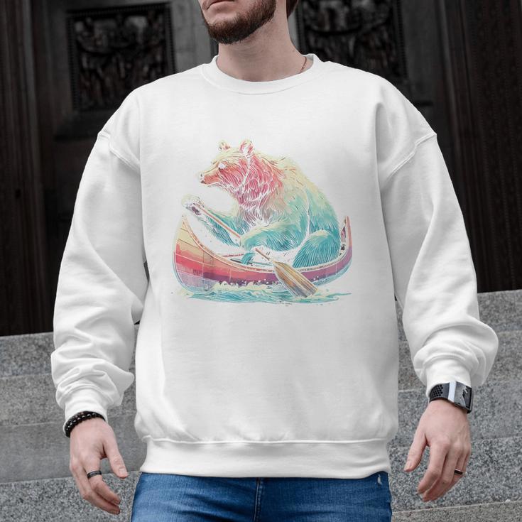 Canoe Bear Canoeing Raglan Baseball Tee Men Graphic Sweatshirt
