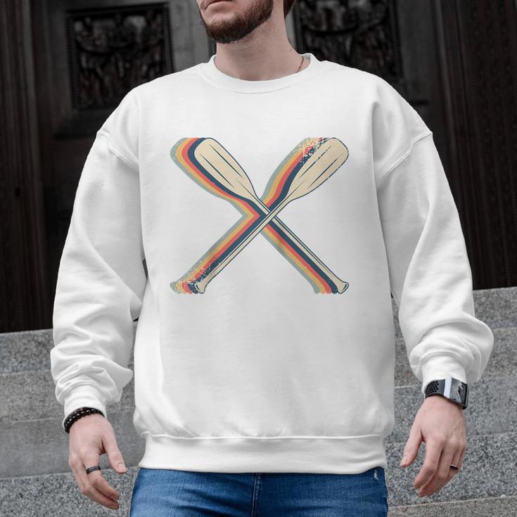 Canoeing Canoe Paddle Paddling Retro Line Art Raglan Baseball Tee Men Graphic Sweatshirt