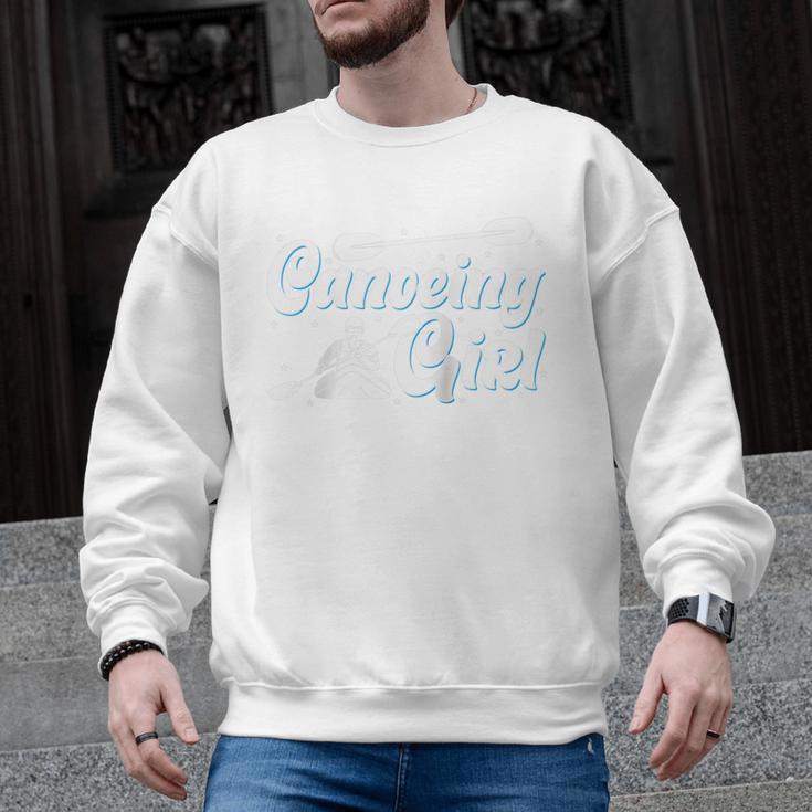 Canoeing Girl Raglan Baseball Tee Men Graphic Sweatshirt