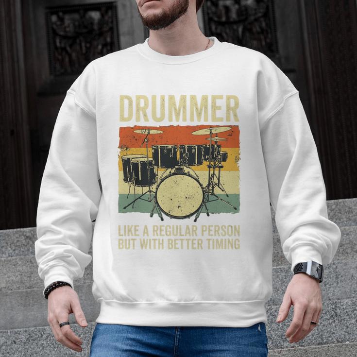 Drummer Better Timing Retro Vintage Sunset Drum Kit Graphic Men Graphic Sweatshirt, trending gift Drummer Better Timing Retro Vintage Sunset Drum Kit Graphic Men Graphic Sweatshirt, trending gift