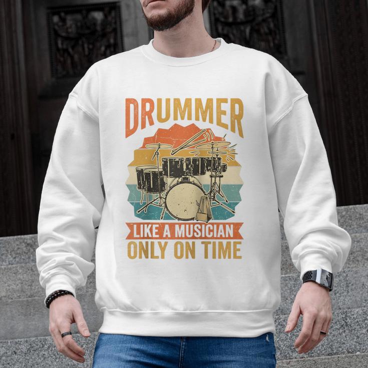 Drummer Like a Musician Only On Time Vintage Sunset Drum Kit Raglan Baseball Tee Men Graphic Sweatshirt, trending gift Drummer Like a Musician Only On Time Vintage Sunset Drum Kit Raglan Baseball Tee Men Graphic Sweatshirt, trending gift