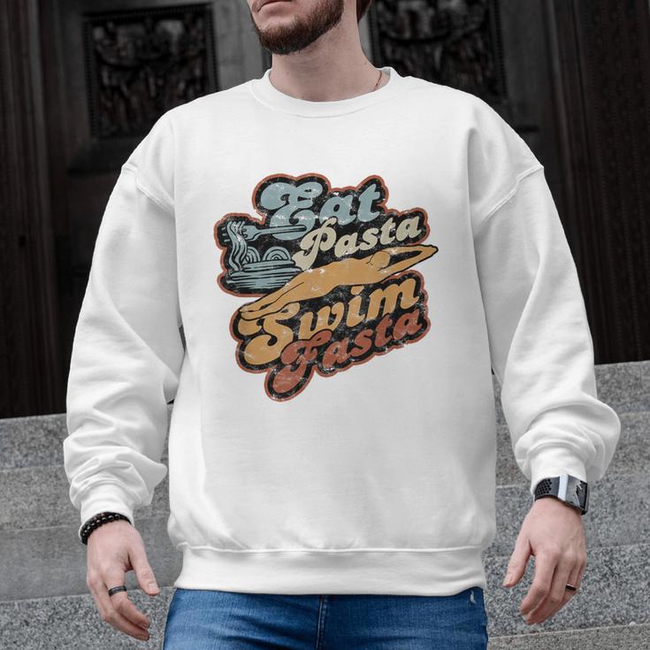 Eat Pasta Swim Fasta Swimmer Vintage Swimming Men Graphic Sweatshirt