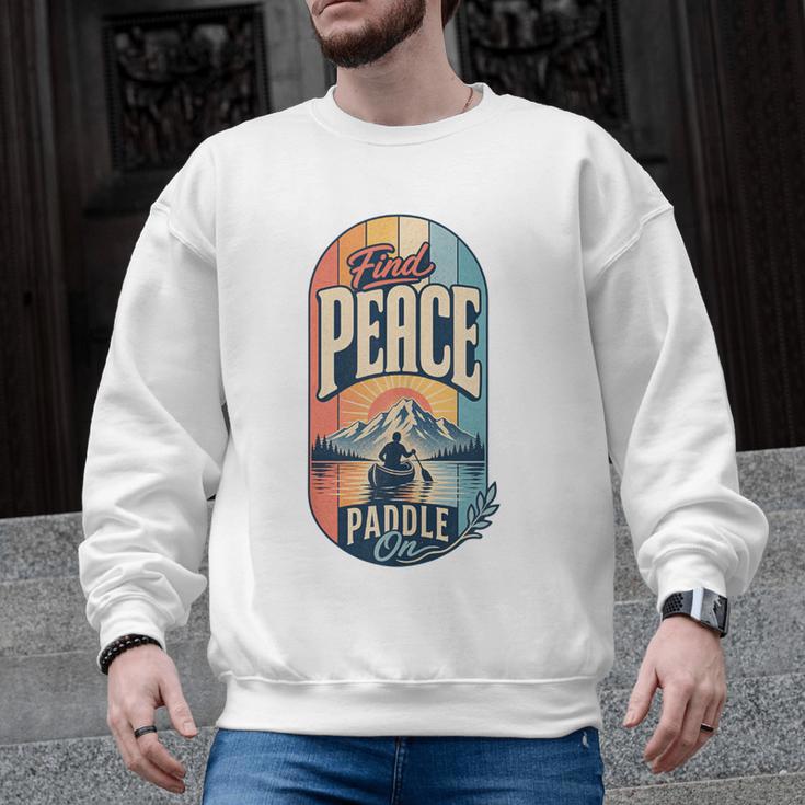 Find Peace Paddle On Canoe Mountain Sunset Men Graphic Sweatshirt