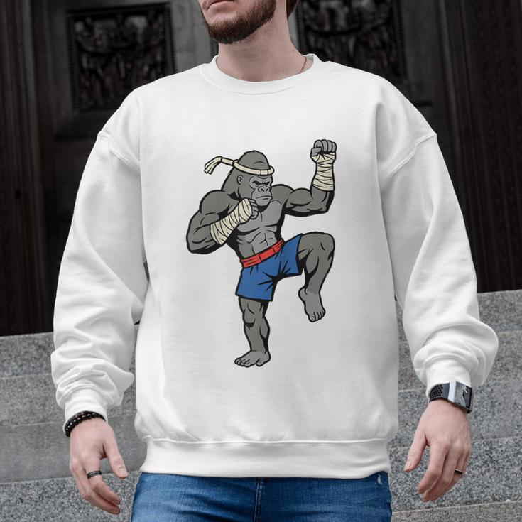 Gorilla Muay Thai Combat Sport Fighter Martial Arts 8 Limbs Raglan Baseball Tee Men Graphic Sweatshirt