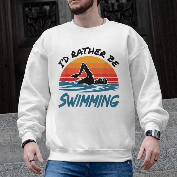 I'd Rather Be Swimming Retro Swim Swimmer Men Graphic Sweatshirt
