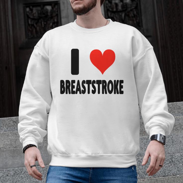 I Love Breaststroke Heart Swim Swimmer Pool Swimming Men Graphic Sweatshirt