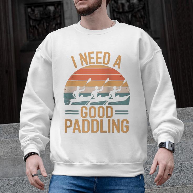 I Need A Good Paddling Retro Sunset Canoe Raglan Baseball Tee Men Graphic Sweatshirt