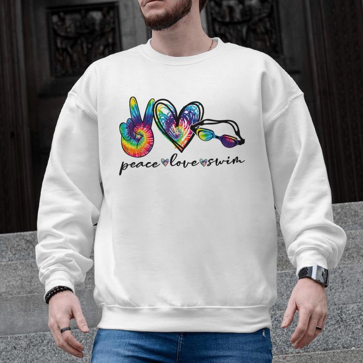 Peace Love Swim Tie Dye Swimmer Swimming Summer Trip Men Graphic Sweatshirt