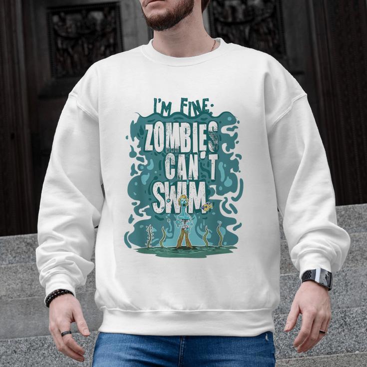 Swimming Quote Zombies Can't Swim For Swimmer Men Graphic Sweatshirt