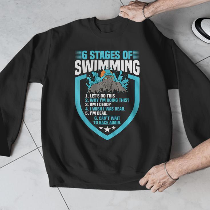 6 Stages Of Swimming Joke Sports Athlete Pool Swimmer Men Graphic Sweatshirt 6 Stages Of Swimming Joke Sports Athlete Pool Swimmer Men Graphic Sweatshirt
