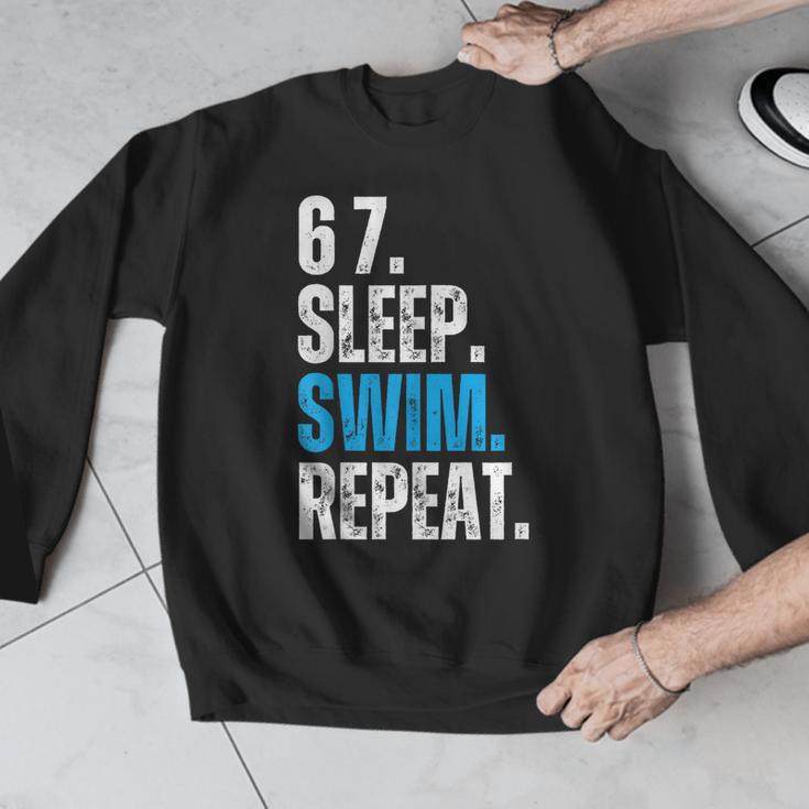 67 Sleep Swim Repeat Swimming Swimmer 67 Meme Men Graphic Sweatshirt