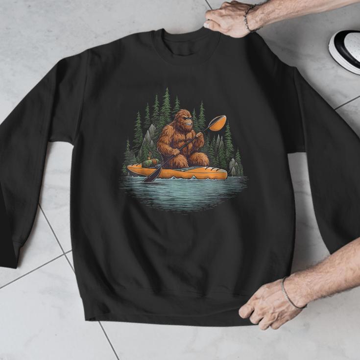 Bigfoot Kayak Paddling Lake Canoe Bigfoot Sasquatch Kayaking Men Graphic Sweatshirt