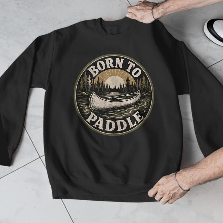 Born To Paddle Canoe Vintage Outdoor Adventure Men Graphic Sweatshirt