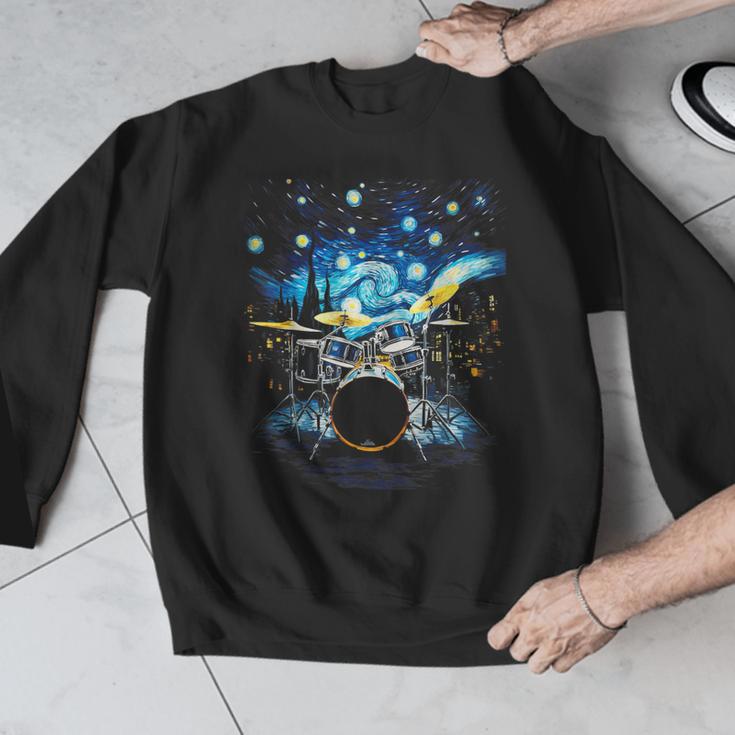 Drum Kit Percussionist Drummer Van Gogh Drums Men Graphic Sweatshirt