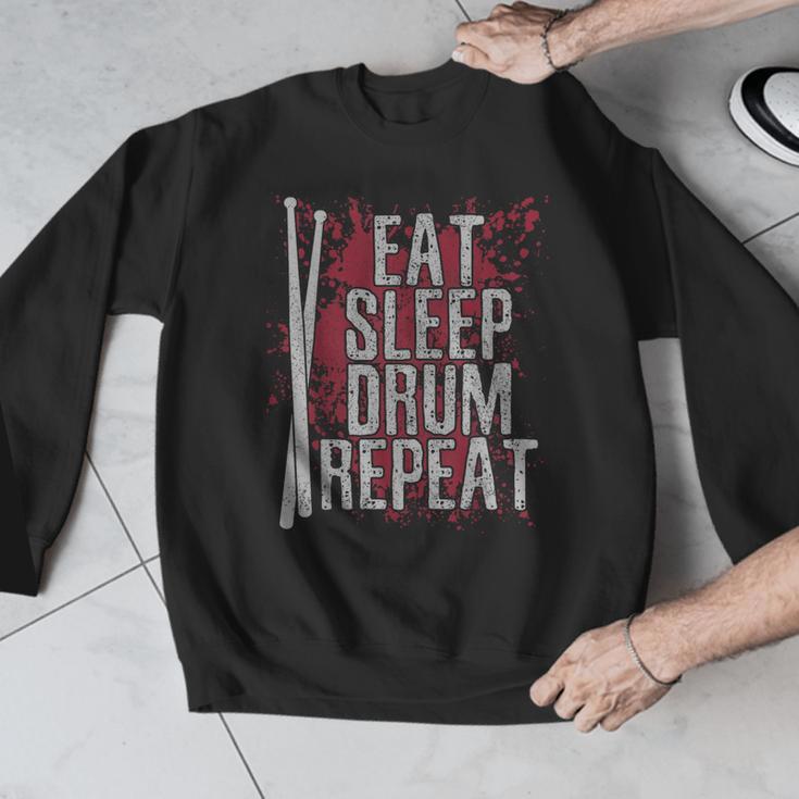 Drummer Eat Sleep Drum Repeat Drum Kit Musician Men Graphic Sweatshirt