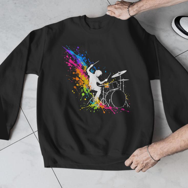 Drummer Silhouette Drum Kit Splatter Art Men Graphic Sweatshirt