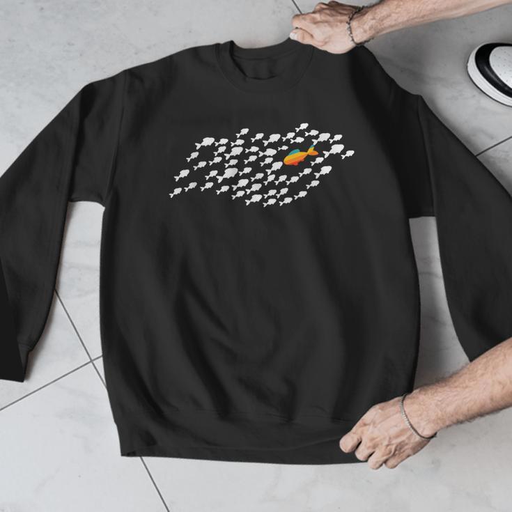 Fish Swimming Against The Current Be Yourself -Adults Kids Modern Casual Men Graphic Sweatshirt
