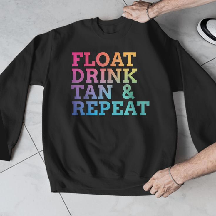 Float Drink Tan Repeat Summer Swimming Beach Pool Vacation Men Graphic Sweatshirt