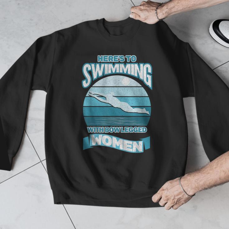Here's To Swimming With Bow Legged Women Distressed Look Men Graphic Sweatshirt Here's To Swimming With Bow Legged Women Distressed Look Men Graphic Sweatshirt