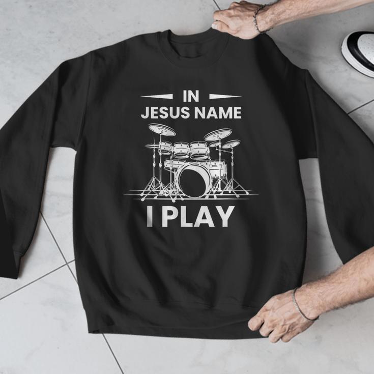 In Jesus Name I Play Drummer Drum Kit Men Graphic Sweatshirt In Jesus Name I Play Drummer Drum Kit Men Graphic Sweatshirt