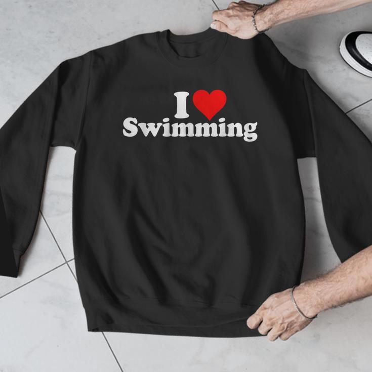 I LOVE HEART SWIMMING Men Graphic Sweatshirt