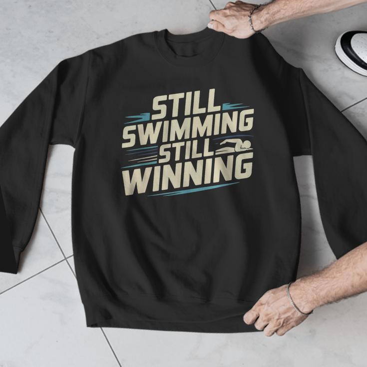Masters Swimmer Still Swimming Competing Winning Adult Men Graphic Sweatshirt