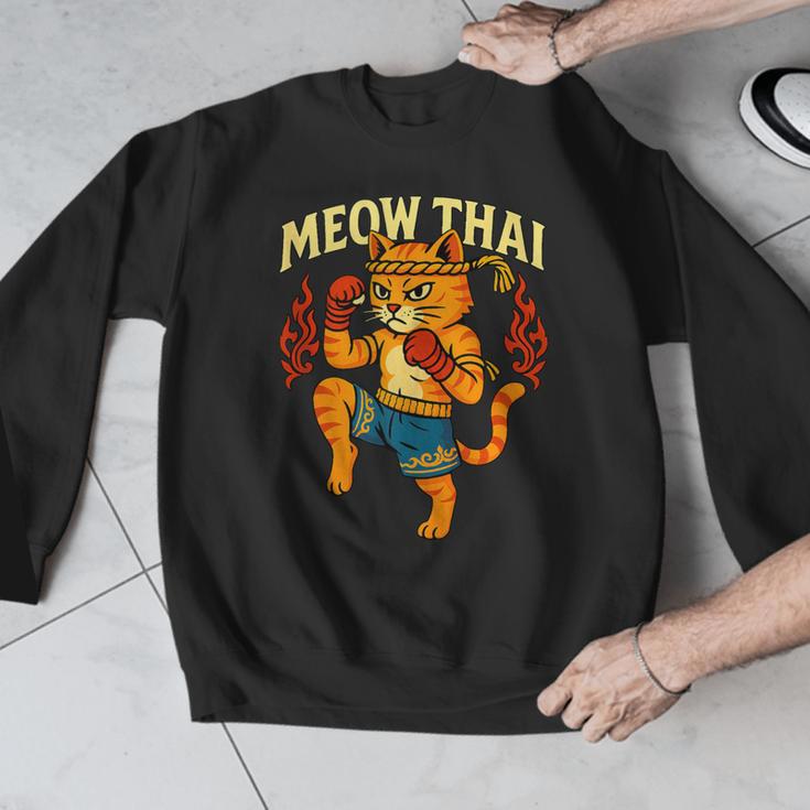 Meow Thai Muay Thai Cat Fighter Pun Dad Joke Men Graphic Sweatshirt Meow Thai Muay Thai Cat Fighter Pun Dad Joke Men Graphic Sweatshirt