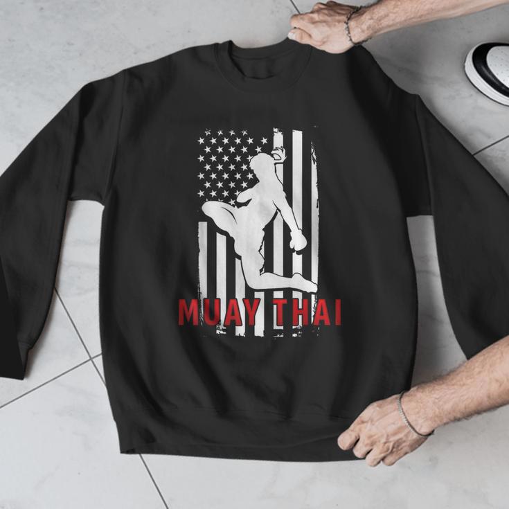 Muay Thai American Flag Fighter Patriotic Men Graphic Sweatshirt Muay Thai American Flag Fighter Patriotic Men Graphic Sweatshirt