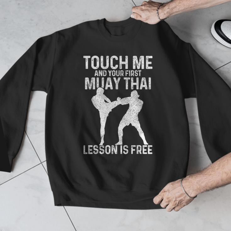Muay Thai Boxing Kickboxing Your First Lesson Is Free Men Graphic Sweatshirt
