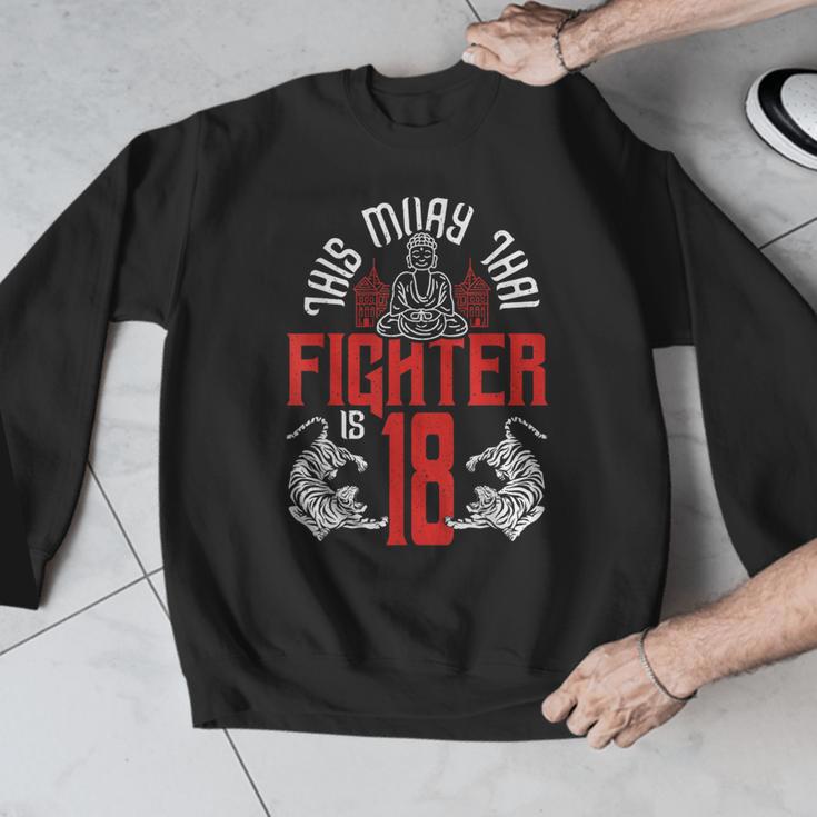 Muay Thai Fighter Is 18 Thai Boxing Muay Thai 18th Birthday Men Graphic Sweatshirt Muay Thai Fighter Is 18 Thai Boxing Muay Thai 18th Birthday Men Graphic Sweatshirt