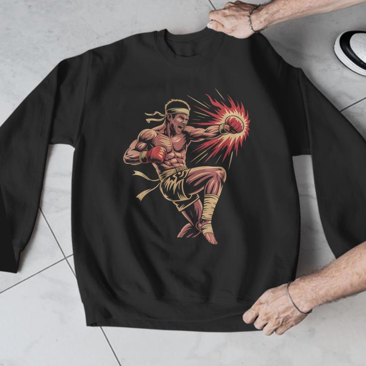 Muay Thai Fighter Southpaw Stance Minimal Silhouette Clean Men Graphic Sweatshirt